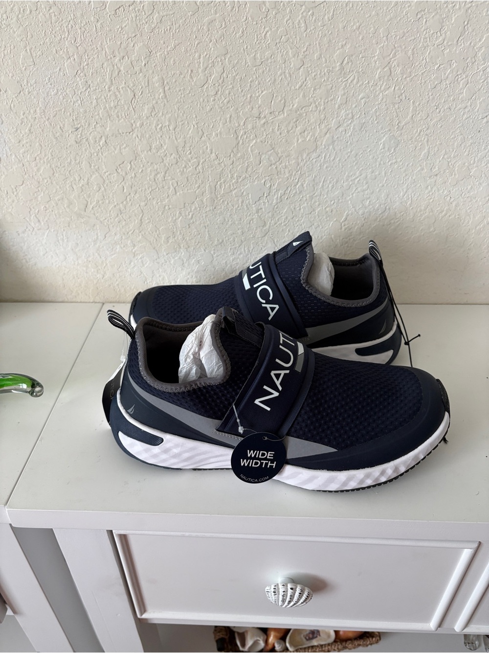 New Nautica Men's Mesh Slip-On Sneakers Navy/White Wide Width Size 8.5 NW